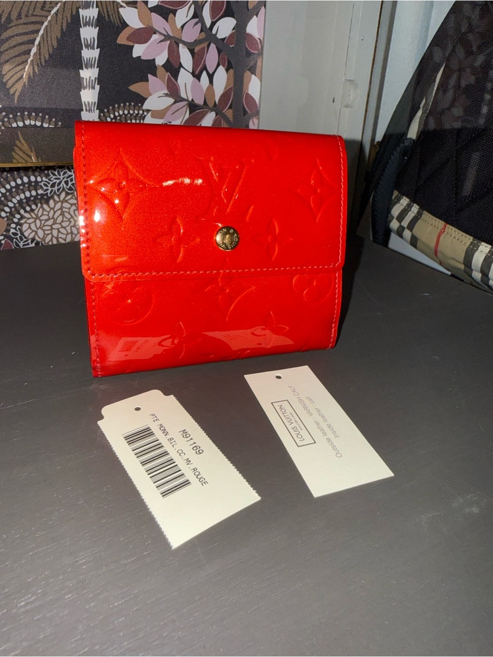 Louis Vuitton Glossy Red Vernis Double face Wallet with Monogram
